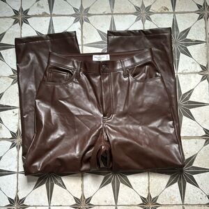 Abercrombie pleather brown pants size 28